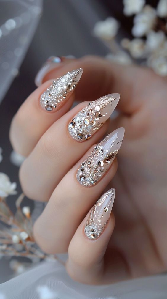 Bridal Nails Inspired by Italian Buccellati