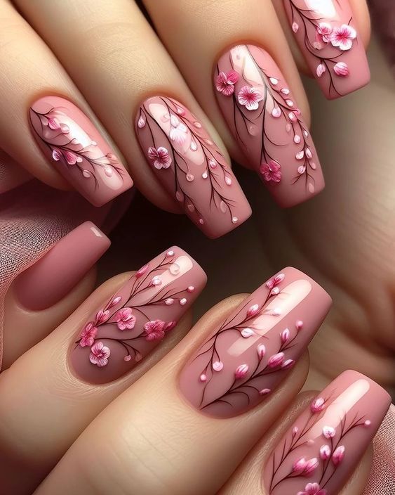 Floral Elegant Wedding Nail Designs