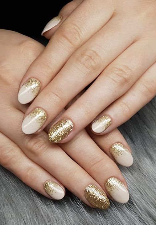 Nude with Pixie Glitter Wedding Nails