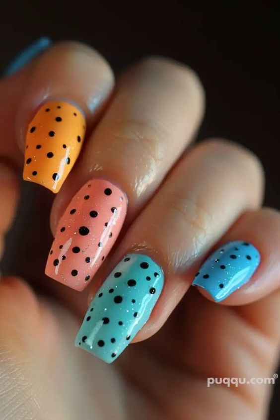 Ombre and Polka Dots nails