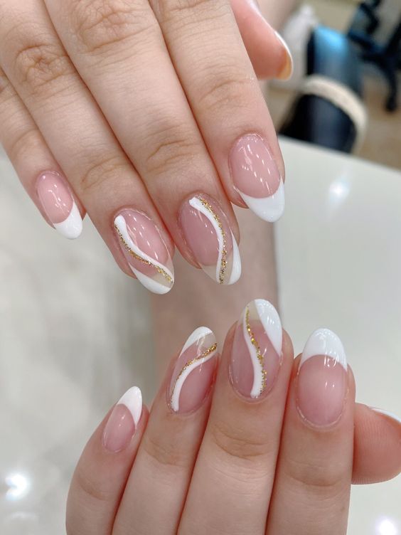 Pearly French Tips Wedding Nails