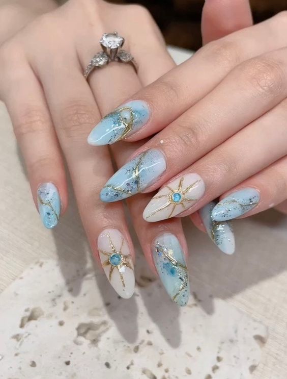 Pearly Mermaid-Inspired Wedding Nails