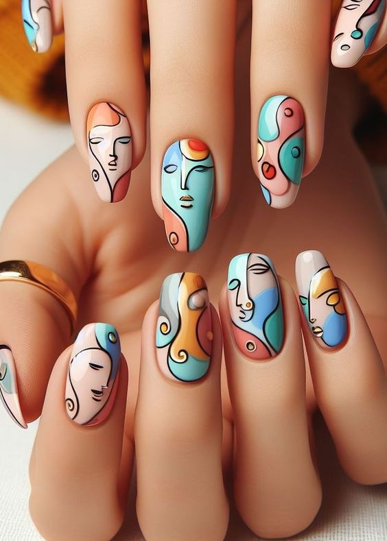 Retro Graphic Nail Design