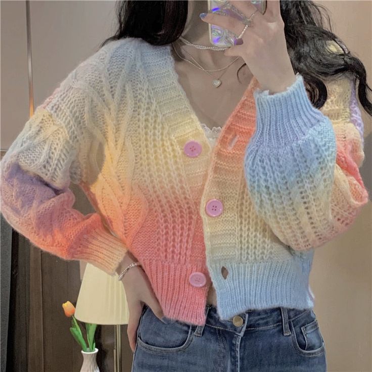 Pastel Sweater With Ring Necklace