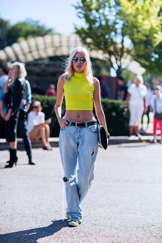 Neon Top With Baggy Jeans