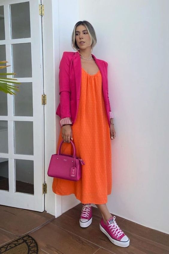 Classy Orange And Pink Look