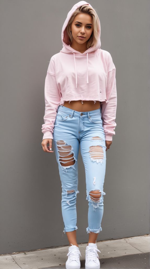 Ripped Jeans and Hoodie