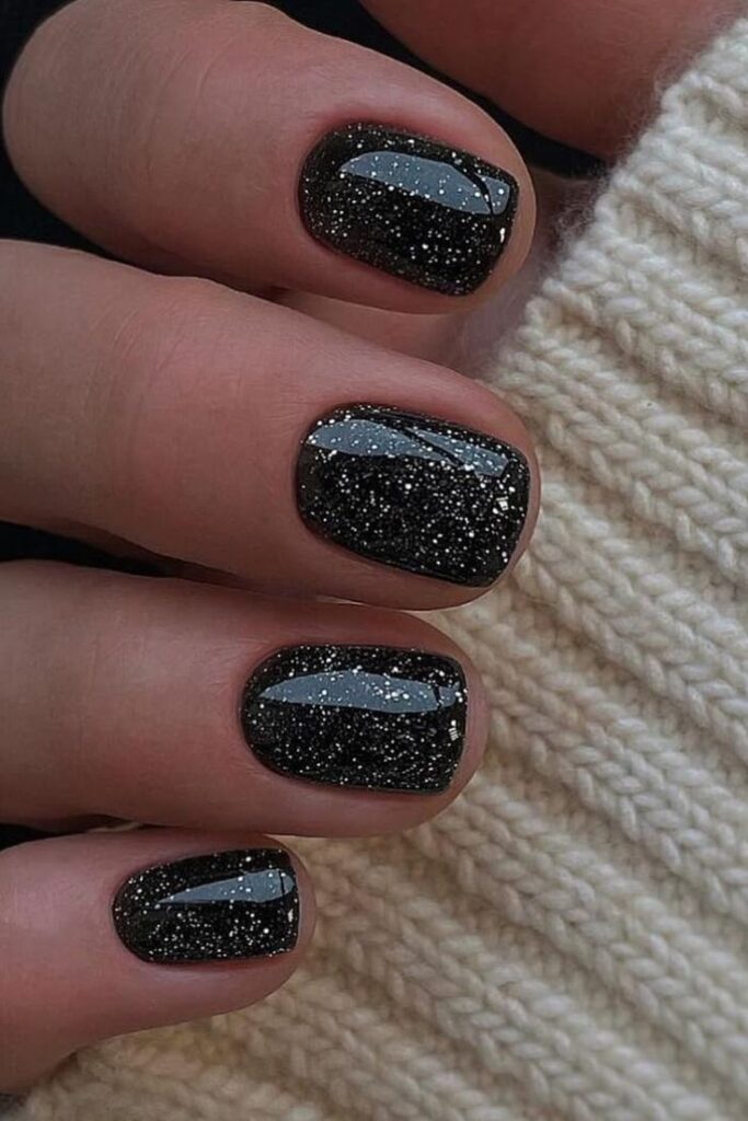 Sparkly Black Nail Color