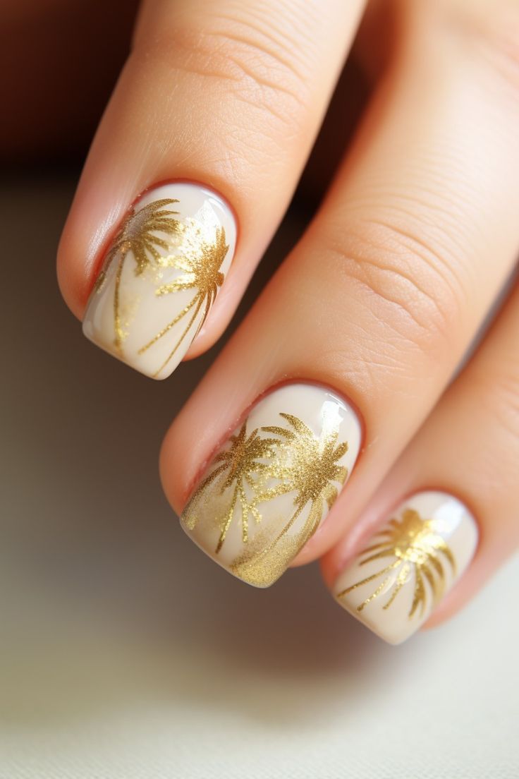 Golden Palm Nails