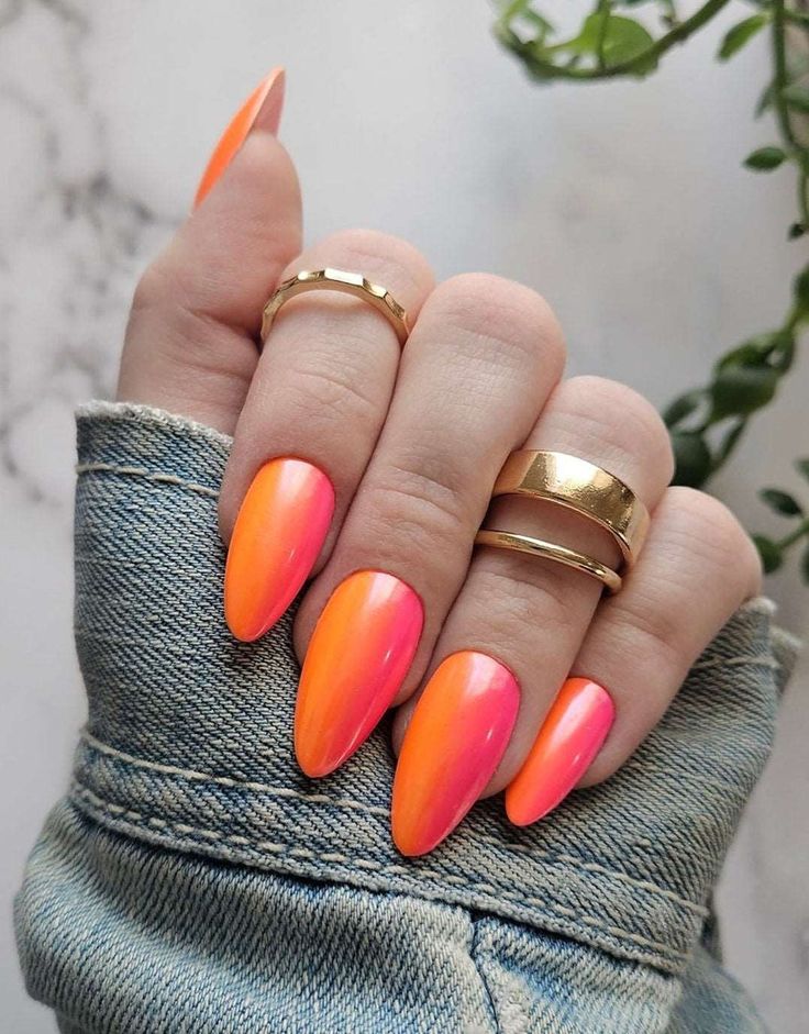 Red Orange nails